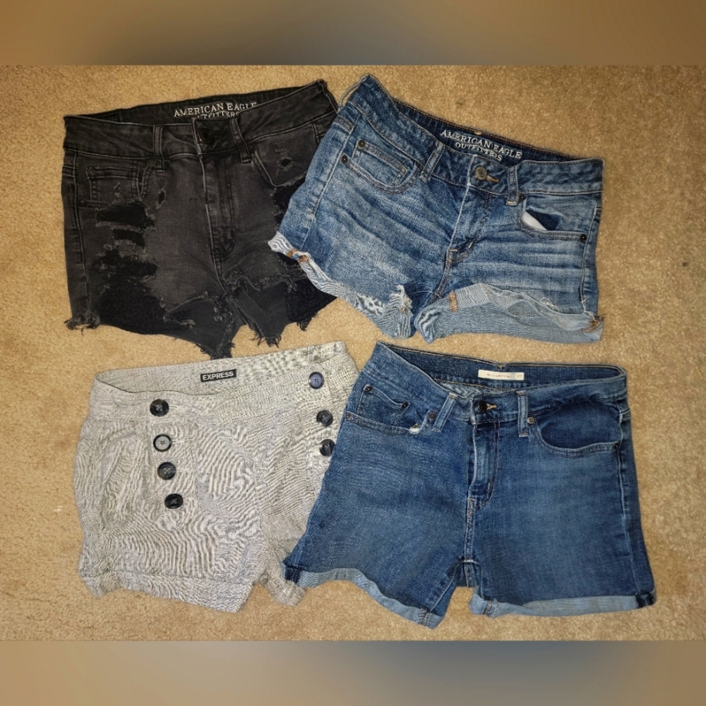 Bundle of four shorts size 4. Levi's, American Eagle,  Express.